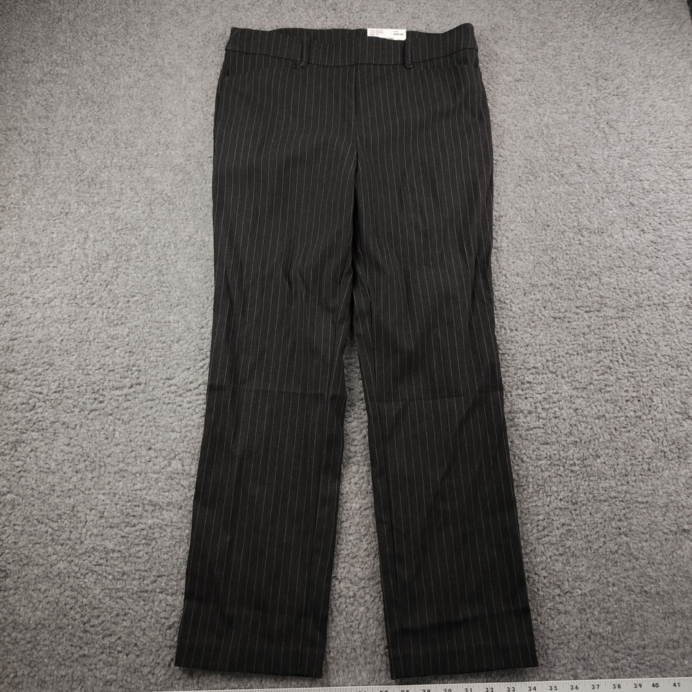 Rafaella Womens Pinstripe Stretch Pants Graphite Grey Size 10 Office Career NWT